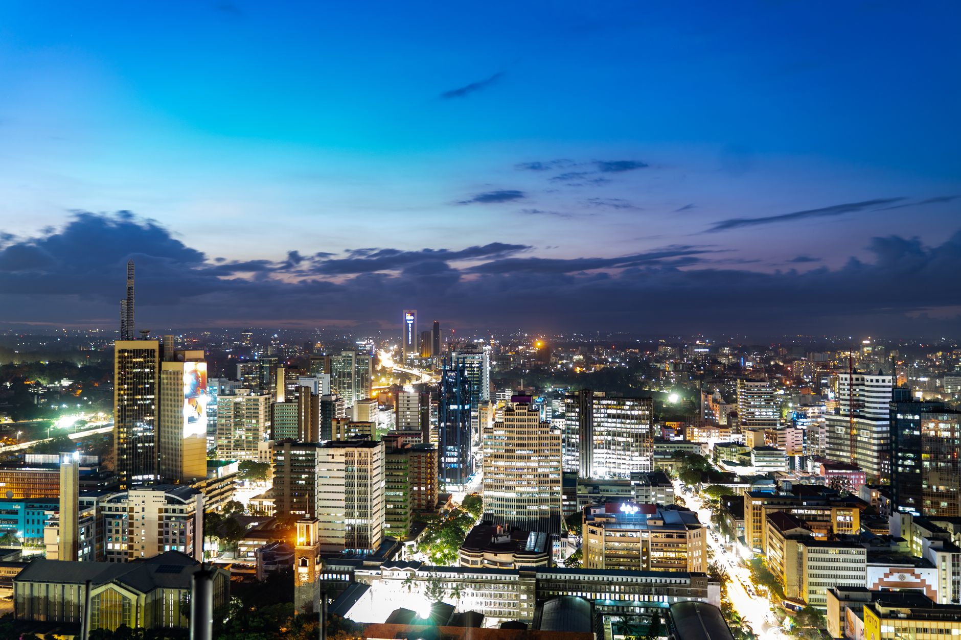 Stunning modern Nairobi landscape and flow of digital resources